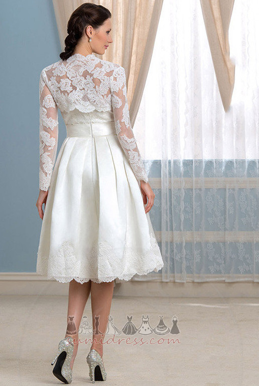 Long Sleeves Illusion Sleeves Ruched Two Piece Summer Natural Waist Wedding Dress