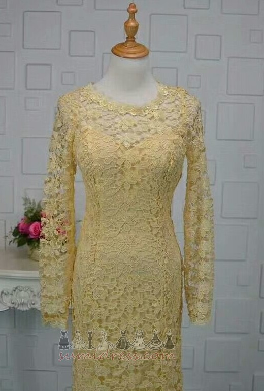 Long Sleeves Jewel Lace Party Zipper Up Sweep Train Evening Dress