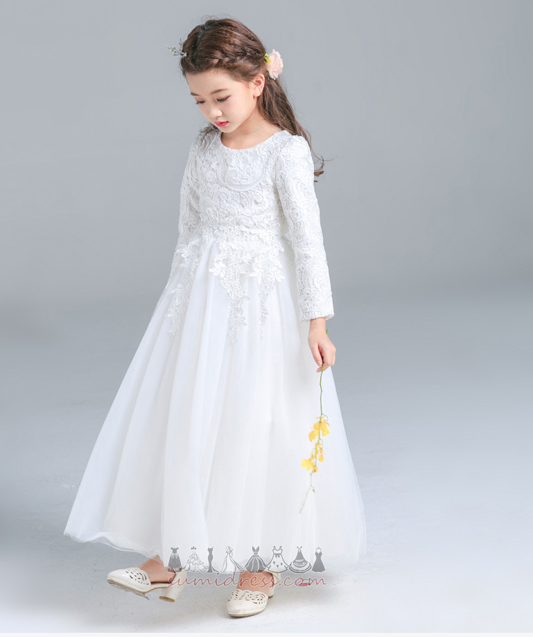 Long Sleeves Swing T-shirt Applique Show/Performance Lace Flower Girl Dress