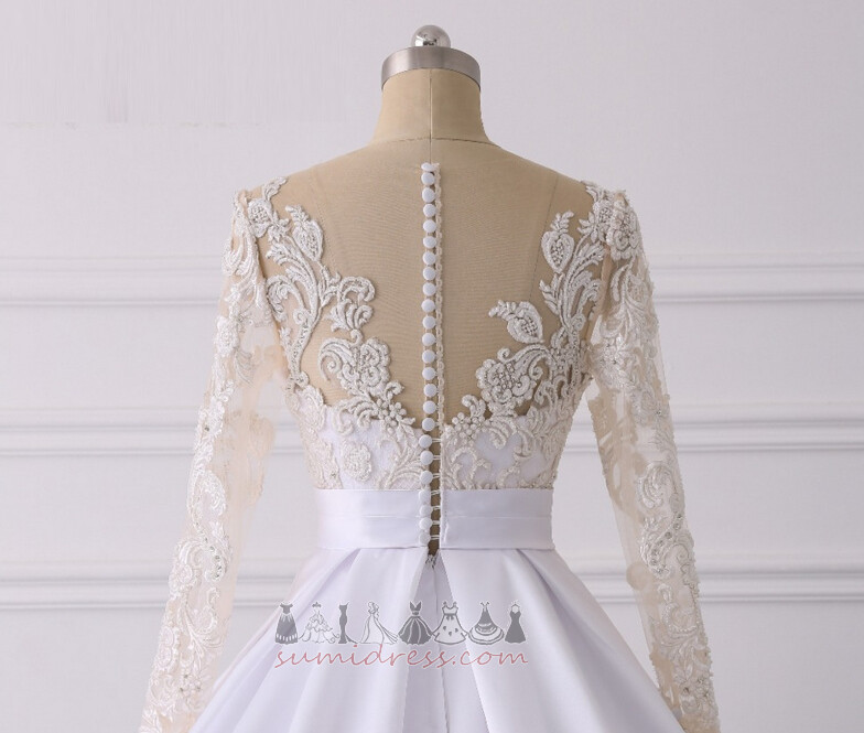 Long Sleeves Vintage A-Line Illusion Sleeves Lace Sheer Back Wedding Dress