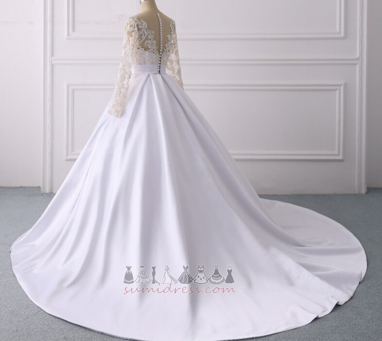 Long Sleeves Vintage A-Line Illusion Sleeves Lace Sheer Back Wedding Dress