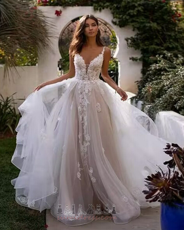Long Spring Beading Beach A-Line Sleeveless Wedding Dress