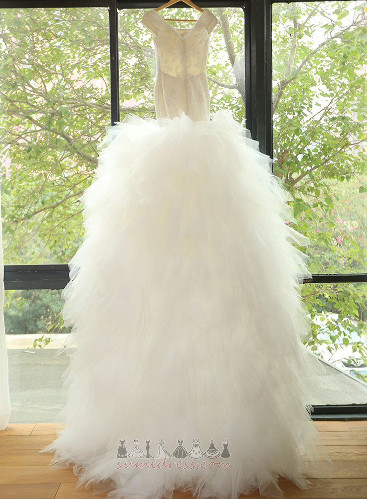 Long Sweep Train Lace Overlay Natural Waist Zipper Up Mermaid Wedding Dress