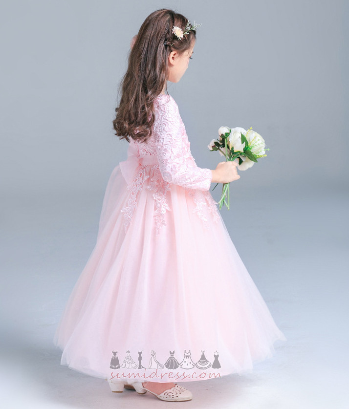 Λουλούδι κορίτσι φόρεμα Δαντέλα Φυσικό Γραμμή Α Κοντομάνικη μπλούζα Αστράγαλο Μήκος Επίσημη