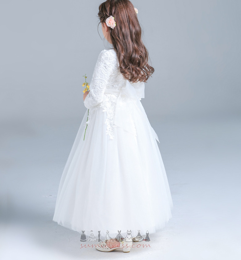 Λουλούδι κορίτσι φόρεμα Δαντέλα Μακρύ Μανίκι Κοντομάνικη μπλούζα Εμφάνιση / Απόδοση κούνια Απλικέ