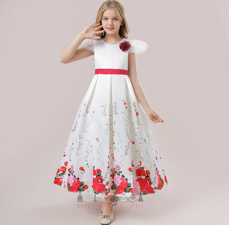 Λουλούδι κορίτσι φόρεμα Επίσημη Γραμμή Α Σατέν Κόσμημα πώληση Φερμουάρ επάνω