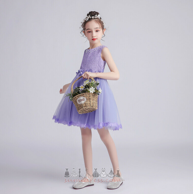 Λουλούδι κορίτσι φόρεμα Τονισμένα τόξο Τούλι Γραμμή Α Αργία Κοντό Άνοιξη