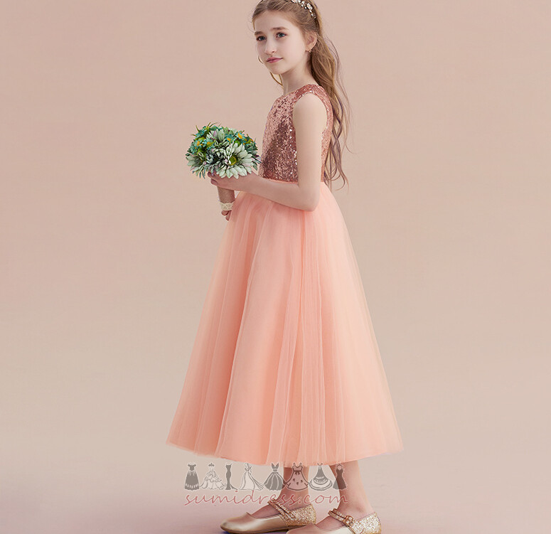Λουλούδι κορίτσι φόρεμα Τούλι παγιέτες μπούστο Αμάνικο Έναστρο Άνοιξη Φυσικό