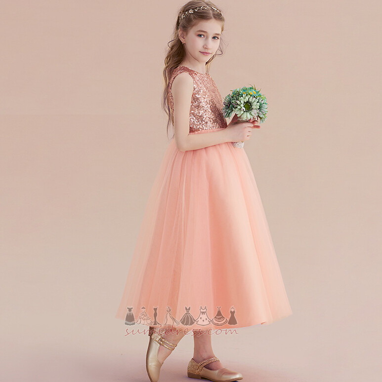 Λουλούδι κορίτσι φόρεμα Τούλι παγιέτες μπούστο Αμάνικο Έναστρο Άνοιξη Φυσικό