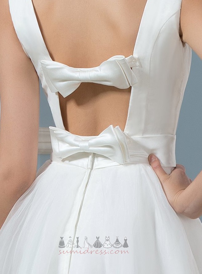 лук батеау пролеће Природни Струк Колено Дужина једноставан венчање сукња