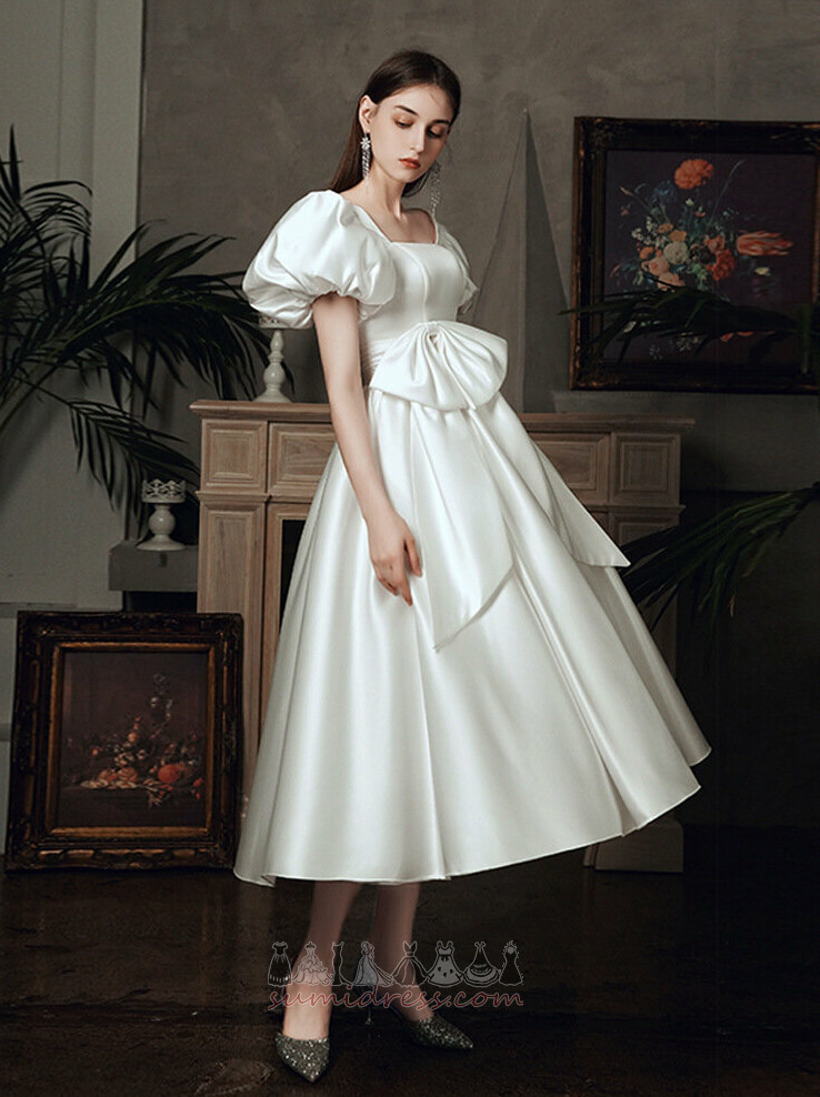 Luk Čaj délka Náměstí A-Line Jednoduchý lucerna Svatební šaty