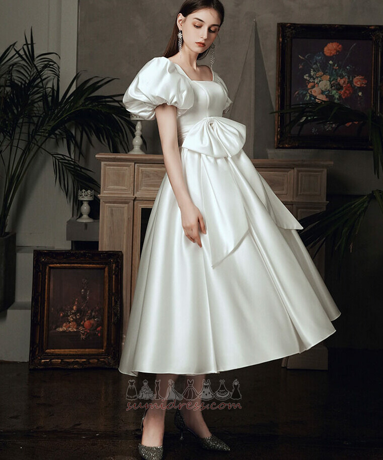 Luk Čaj délka Náměstí A-Line Jednoduchý lucerna Svatební šaty