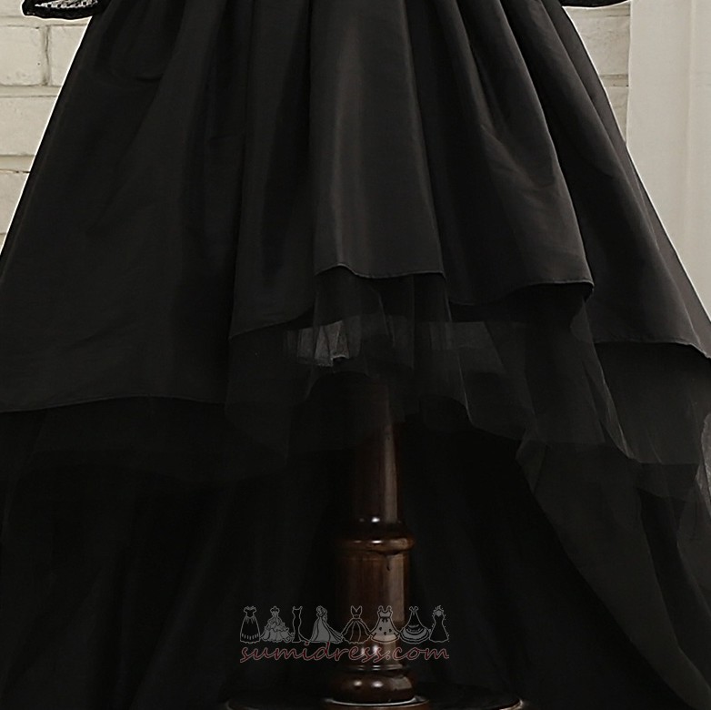луксозни Бутон Висока ниска Три четвърти ръкави Природен кръста рокля цвете момиче