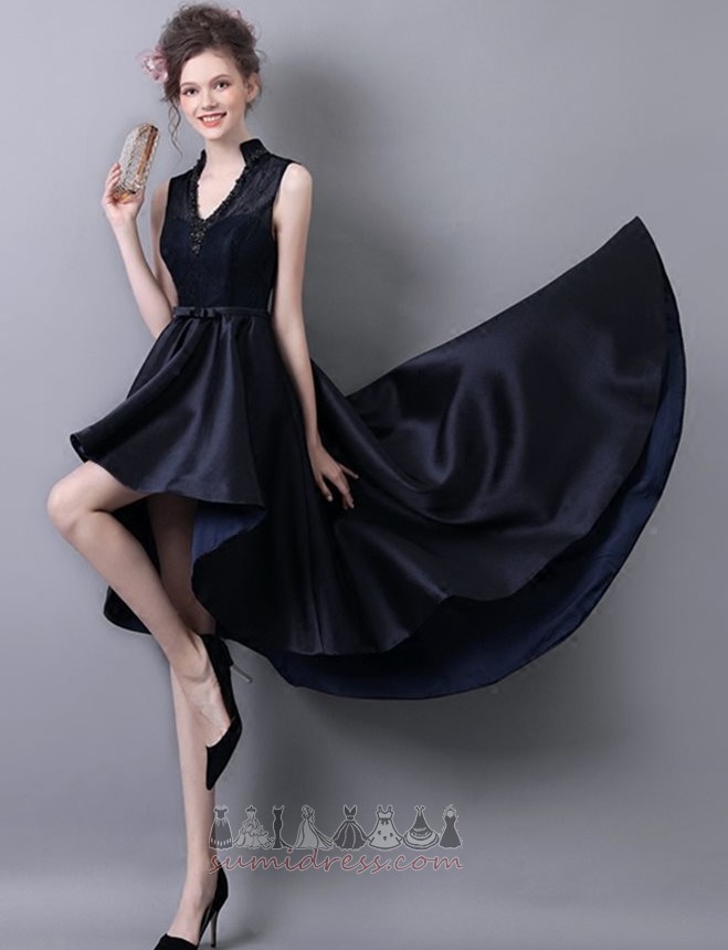 Luksuzna Brez rokavov Asimetrični Lok V-vratu Padec Koktajl obleko