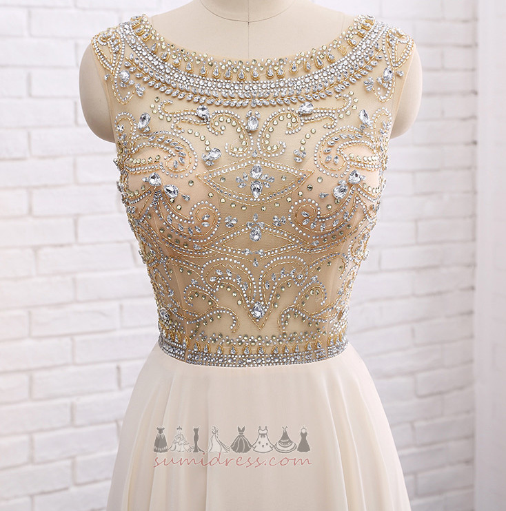 Lynlås Chiffon Gnistre Naturlig Talje A-linje Uden ærmer Aften kjole