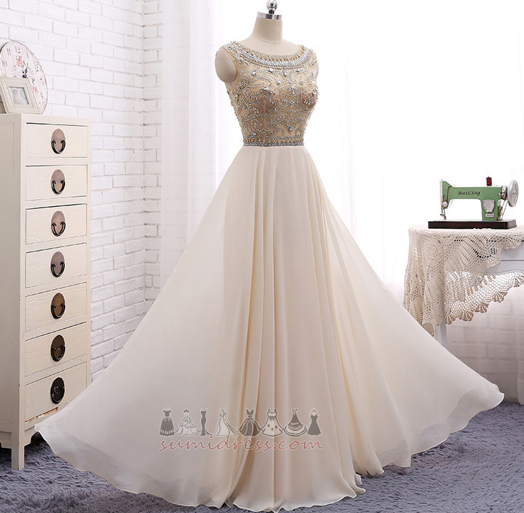 Lynlås Chiffon Gnistre Naturlig Talje A-linje Uden ærmer Aften kjole