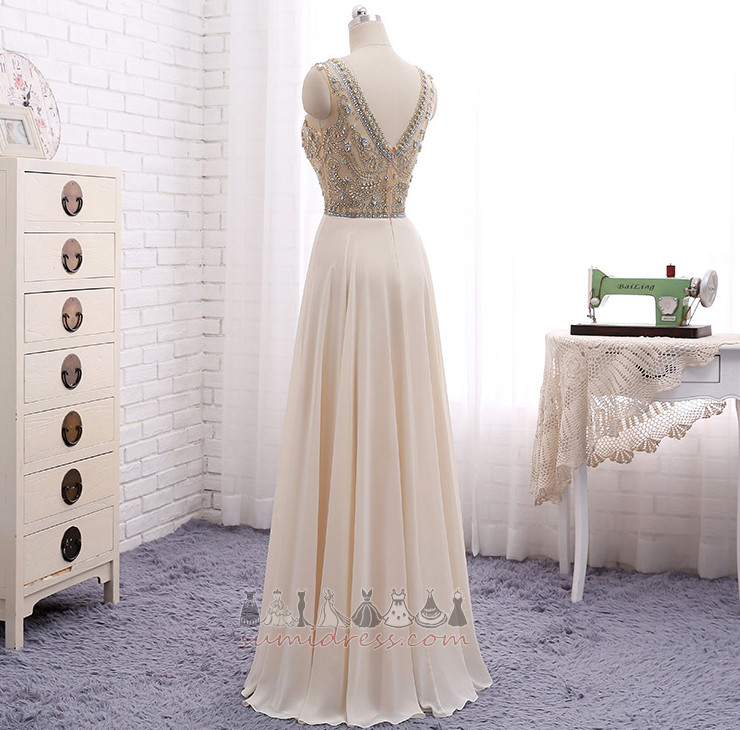 Lynlås Chiffon Gnistre Naturlig Talje A-linje Uden ærmer Aften kjole