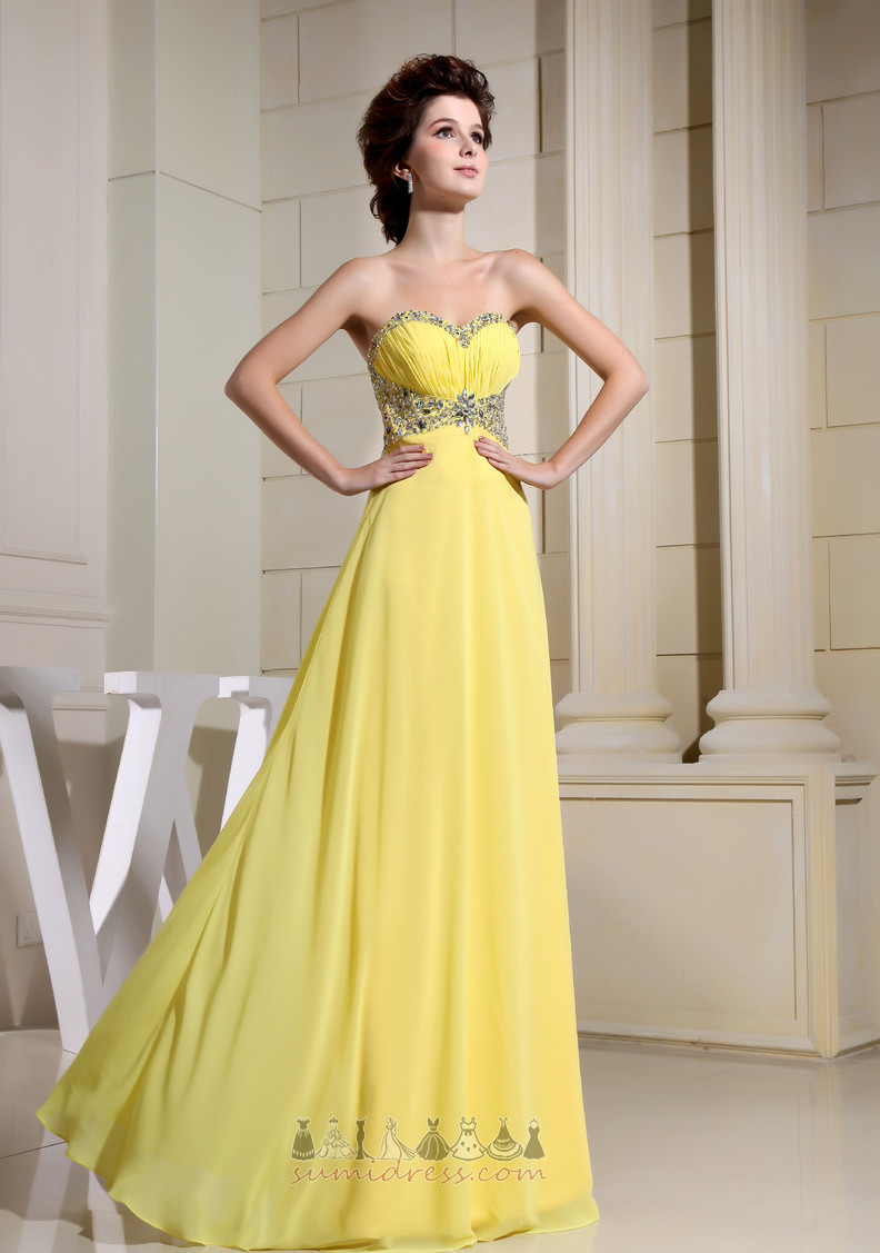 Lynlås Gulvet længde Krystal Empire talje Elegant Chiffon Aften kjole