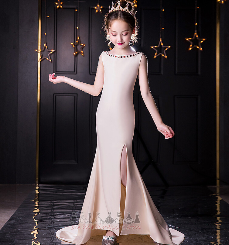mała dziewczynka sukienka elegancki Przodu Split Uda duża szczelina Bez rękawów Średni