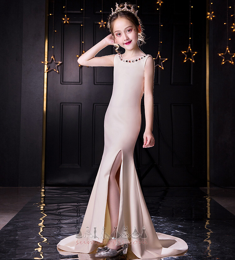 mała dziewczynka sukienka elegancki Przodu Split Uda duża szczelina Bez rękawów Średni