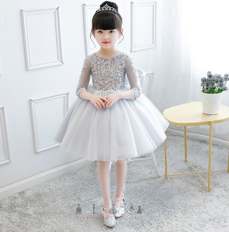 mała dziewczynka sukienka Klejnot Naturalne talii Satyna Ślub na suwak glamour