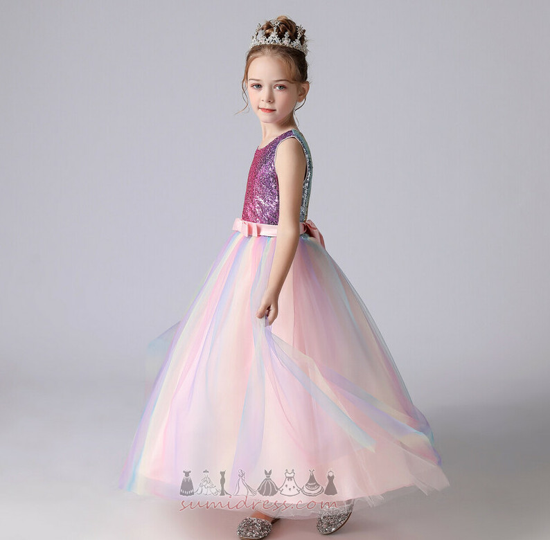mała dziewczynka sukienka na suwak Linia A Długość kostki Tiul Średni sprzedaż
