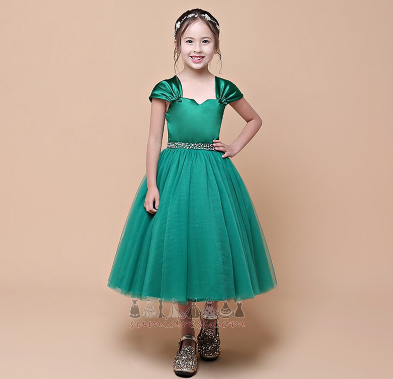 mała dziewczynka sukienka Ograniczona rękawy Frezowanie lato Linia A Zroszony pasów Pokaż / wydajność