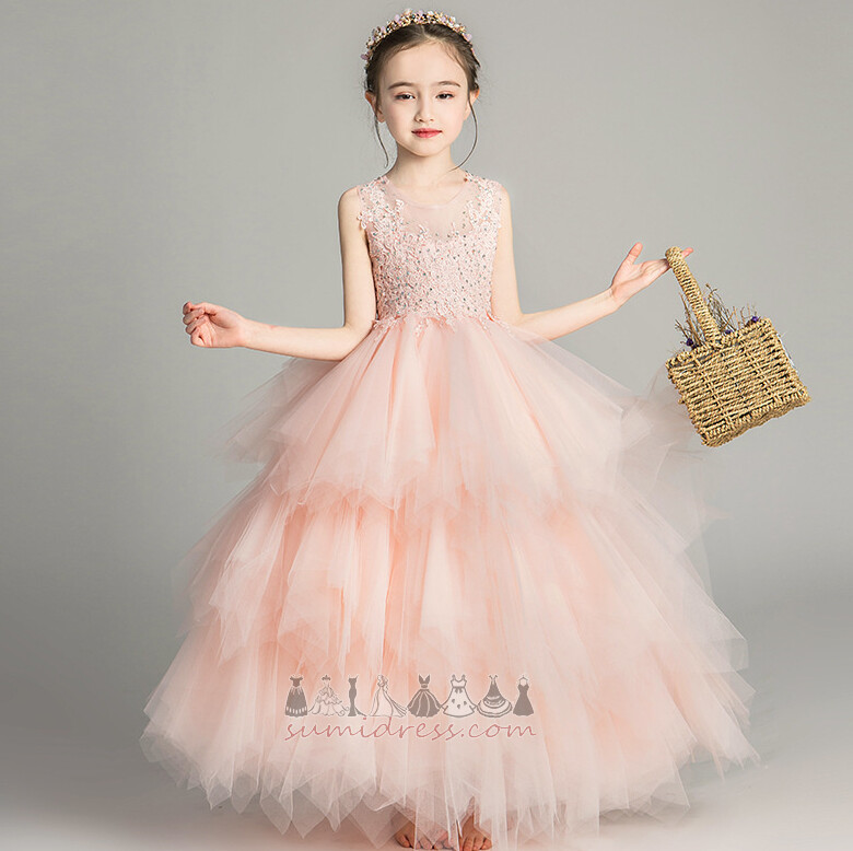 mała dziewczynka sukienka Pokaż / wydajność Średni Koronki nakładki Bez rękawów Klejnot