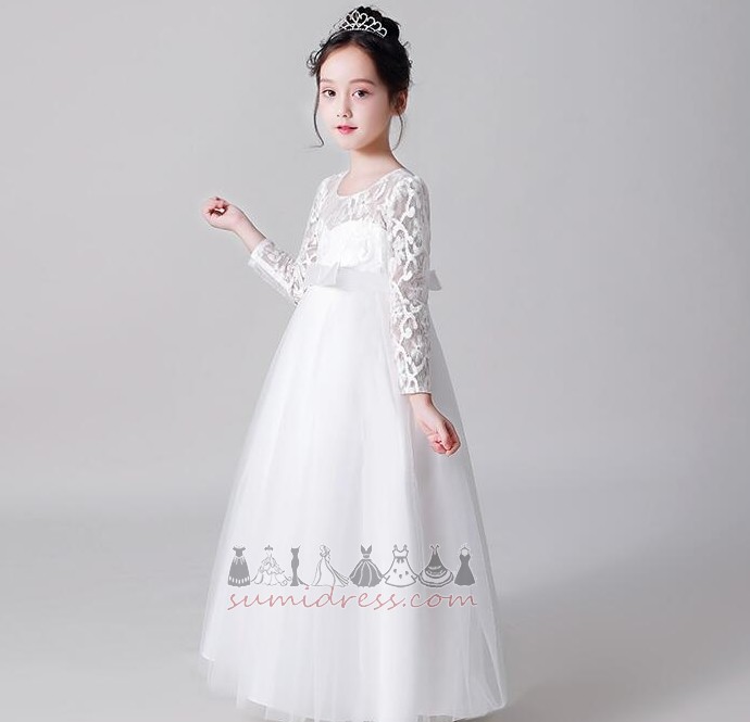 mała dziewczynka sukienka Ślub Naturalne talii Długość kostki Średni Linia A na suwak