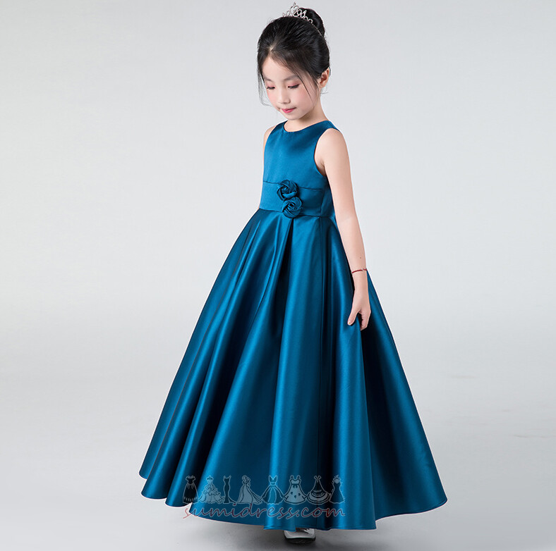 Маленькая девочка платье A-линия весна Длина лодыжки атласная формальный Цветы