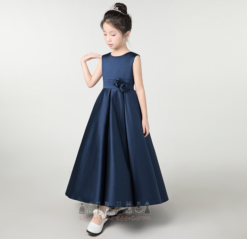 Маленькая девочка платье A-линия весна Длина лодыжки атласная формальный Цветы