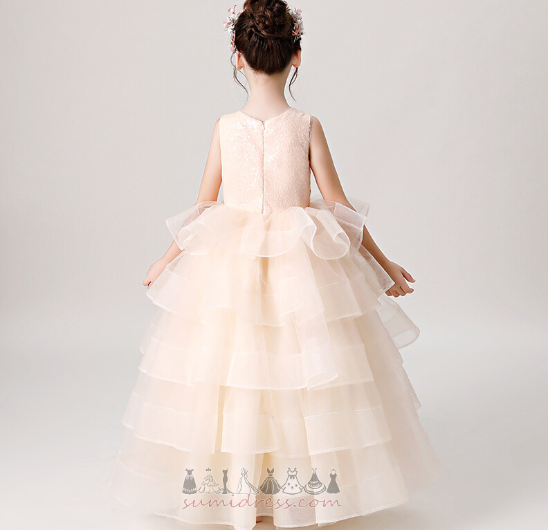 Маленькая девочка платье Без рукавов элегантный средний Молния вверх A-линия Длина пола