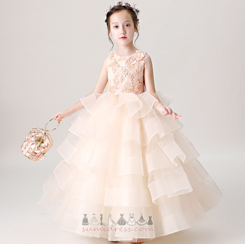Маленькая девочка платье Без рукавов элегантный средний Молния вверх A-линия Длина пола