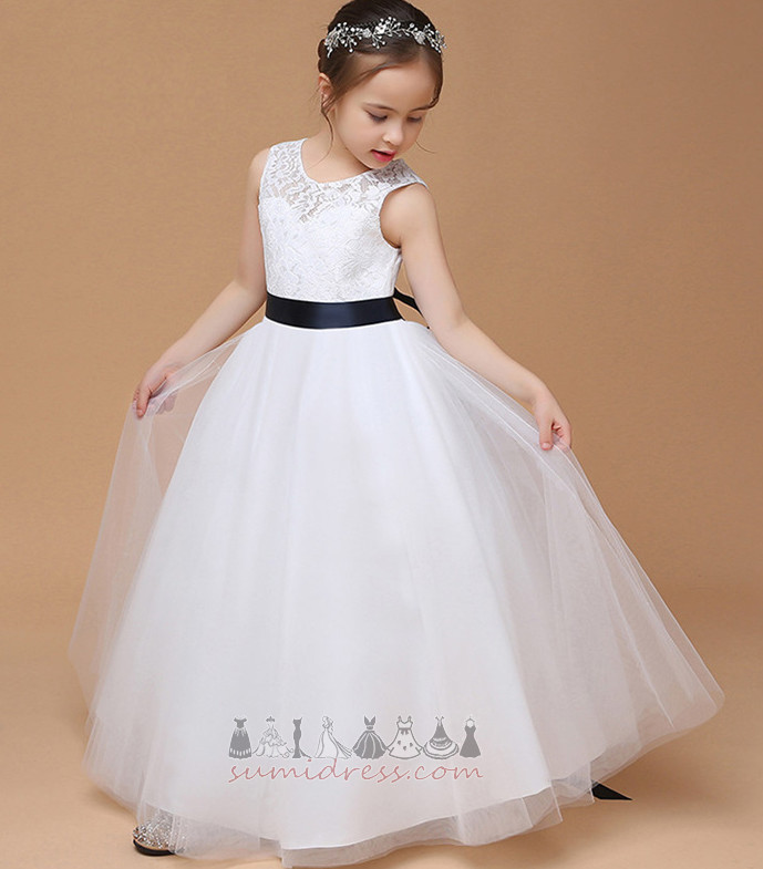 Маленькая девочка платье Без рукавов Пояса средний A-линия драгоценность Молния вверх