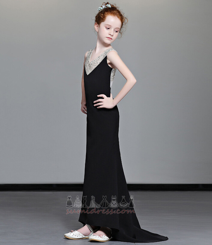 Маленькая девочка платье длинный Без рукавов драгоценностями лиф Природные Талия Оболочка