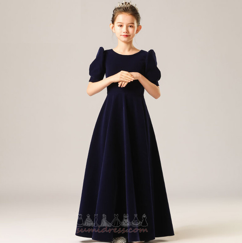 Маленькая девочка платье драгоценность A-линия Природные Талия Длина пола Молния вверх