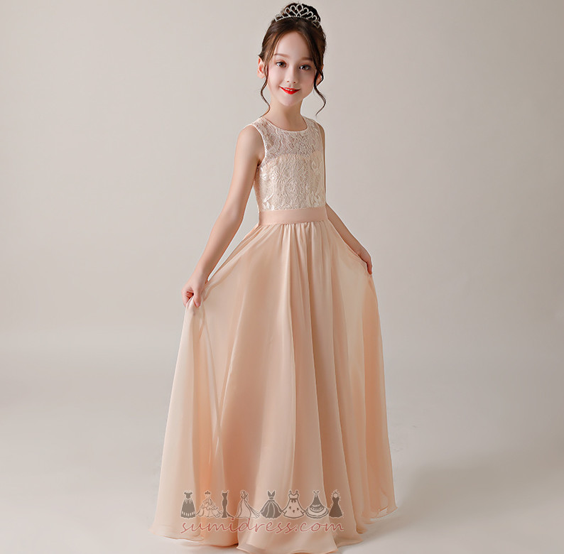 Маленькая девочка платье драгоценность Без рукавов средний Длина пола формальный Природные Талия