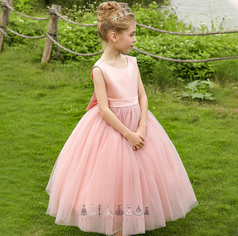 Маленькая девочка платье Лук Молния вверх формальный средний Акцентированные лук A-линия