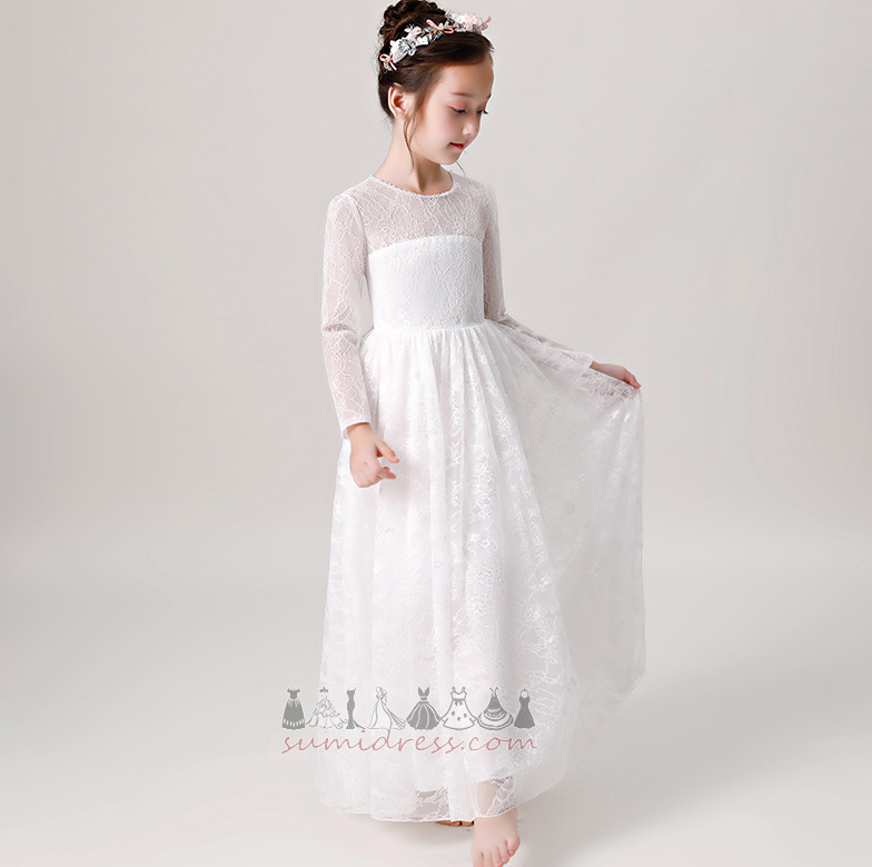 Маленькая девочка платье средний драгоценность Природные Талия атласная кружево Невидимый рукава
