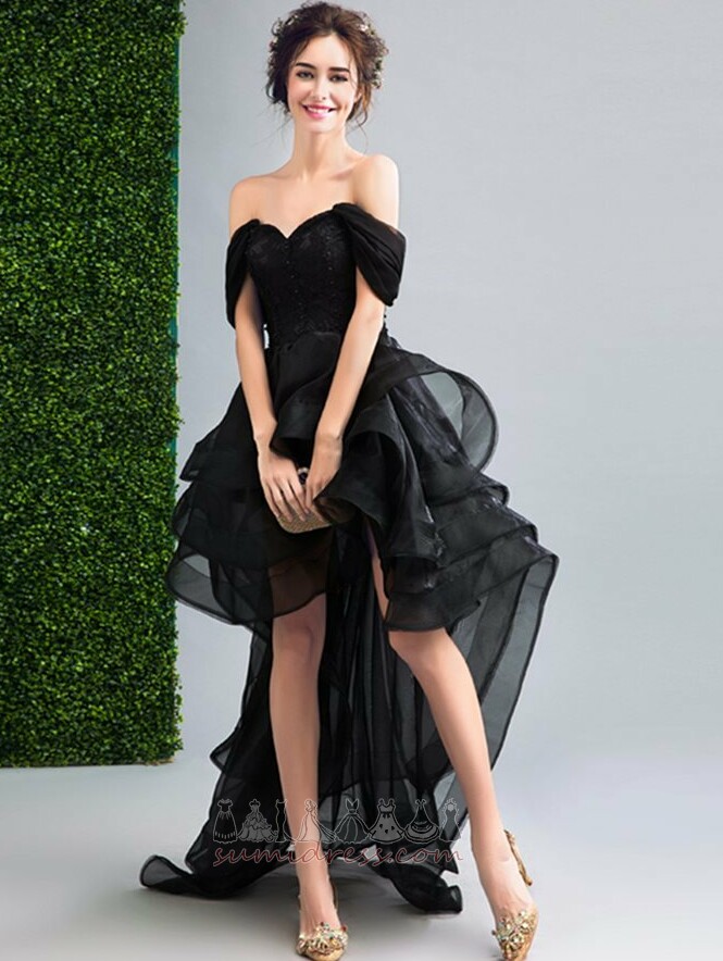 Medium Capped Sleeves Triangle pleat Sleeveless Asymmetrical Organza Cocktail Dress