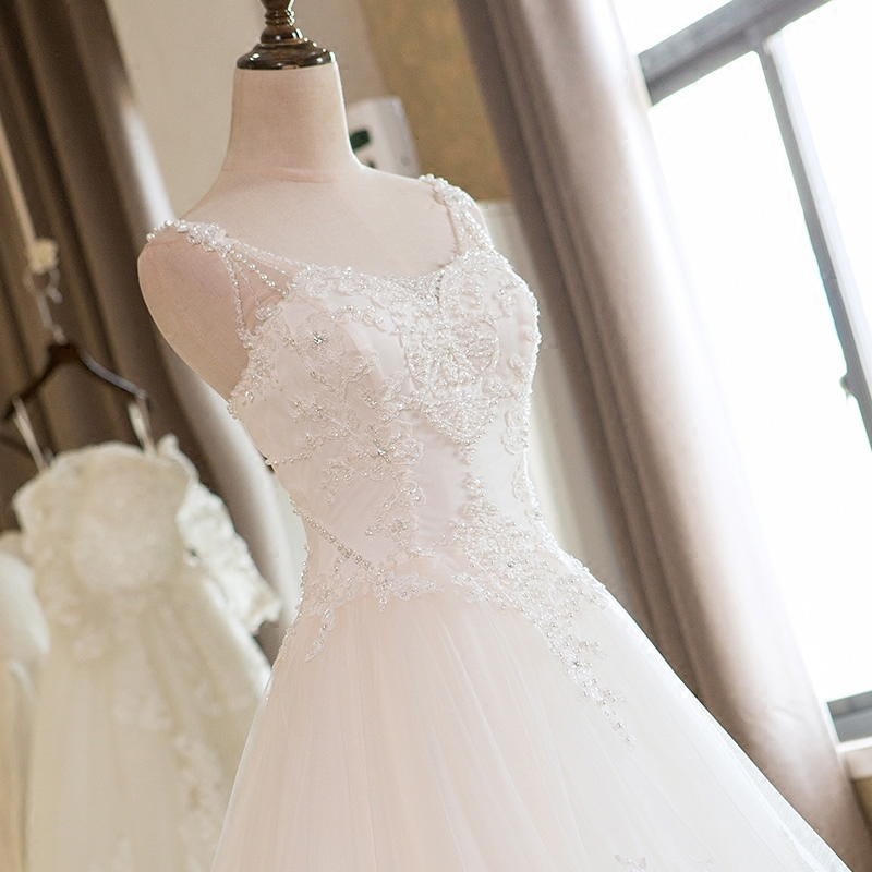 Medium Cathedral Train Sleeveless Lace-up Long Hall Wedding gown