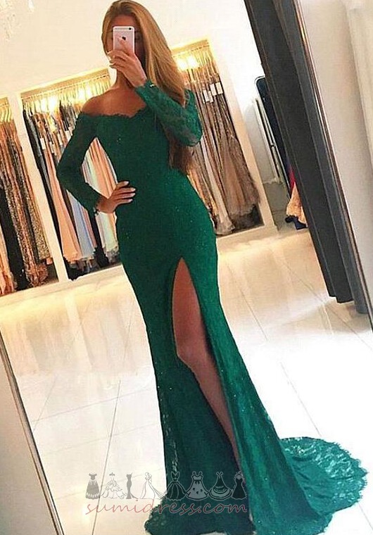 Medium Dragkedja Lång Split Front Natural Midja Spets Aftonklänning