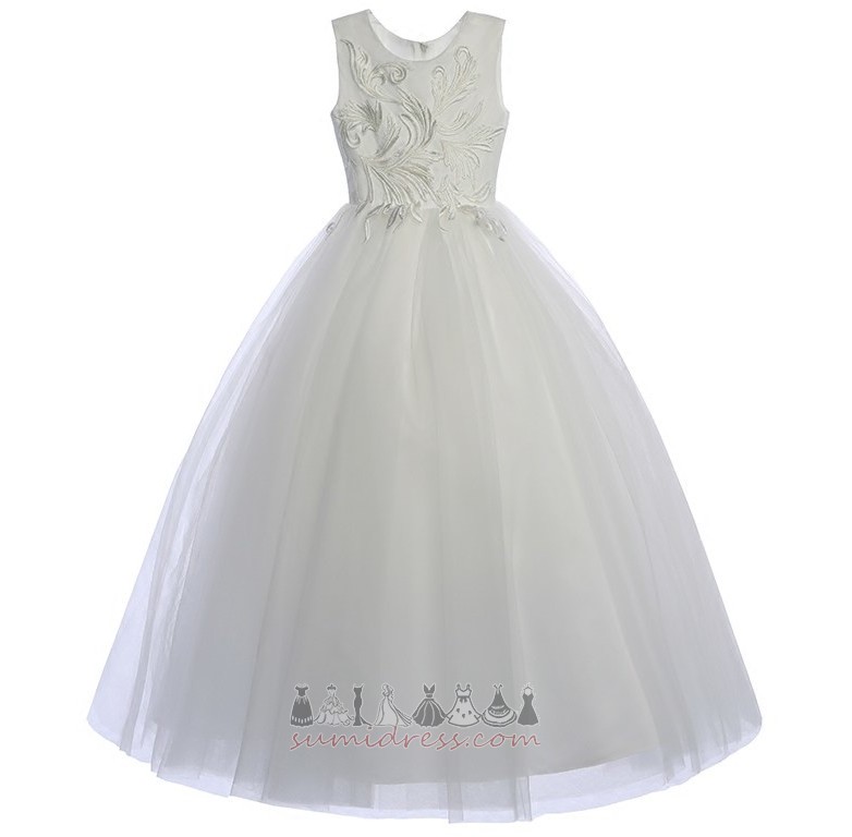 Medium Elegant Swing Multi Layer Embroidery Tulle Communion Dress