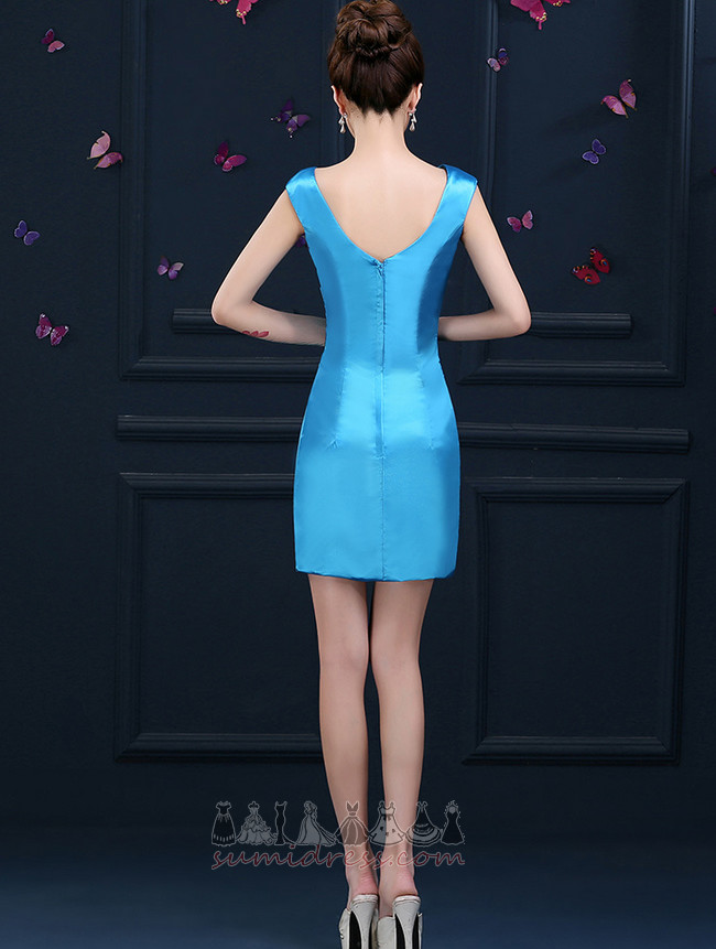 Medium Geplooid Glamoureuze V-nek Mouwloos Satijn Cocktail jurk