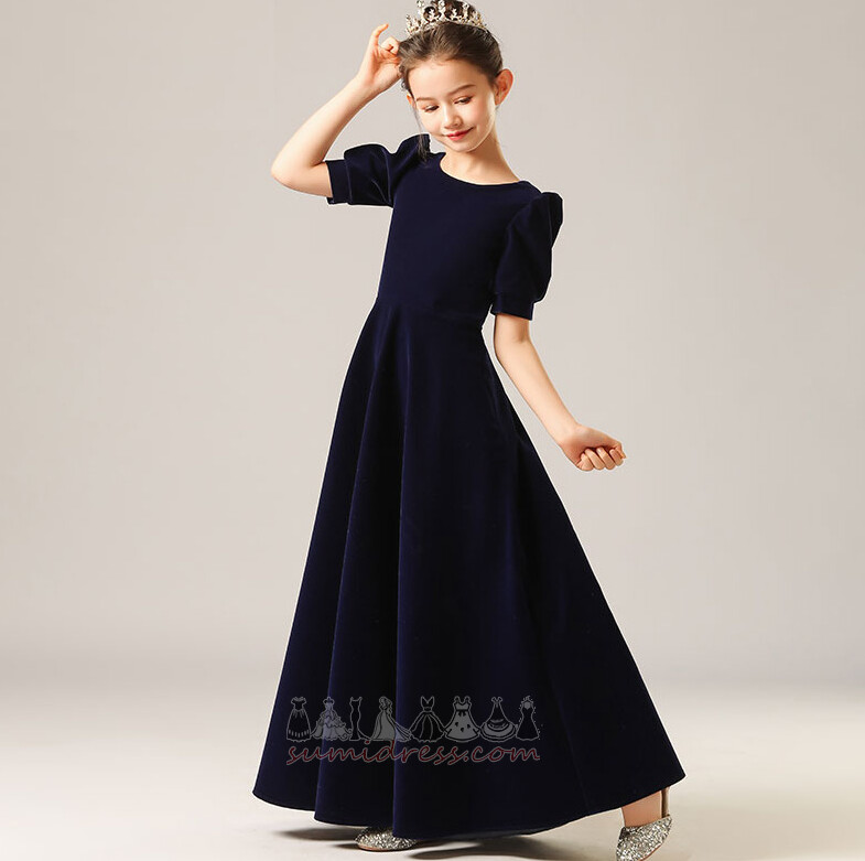 Medium Golv-längd Natural Midja A-linjeformat Dragkedja Juvel liten flicka klänning