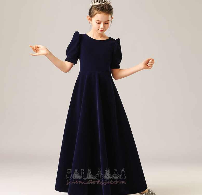 Medium Golv-längd Natural Midja A-linjeformat Dragkedja Juvel liten flicka klänning