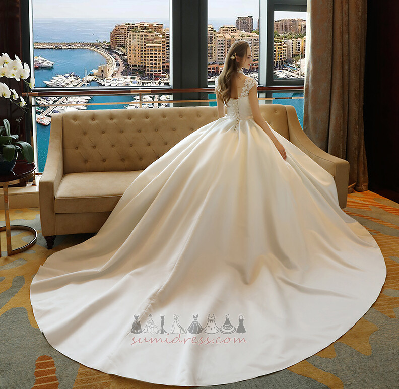 Medium High Neck Long Simple Draped Hall Wedding gown