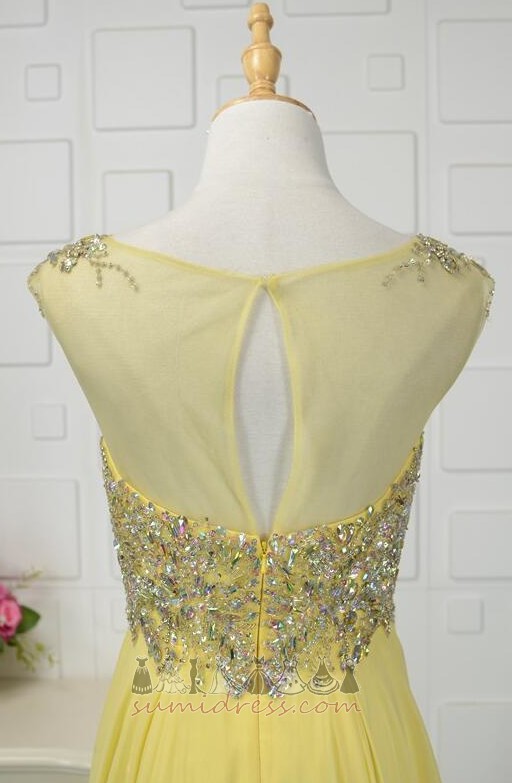 Medium Jewel Bodice Floor Length Beading Bateau Chiffon Evening gown