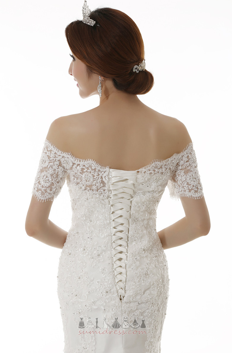 Medium Lace Applique Summer Natural Waist Long Wedding Dress