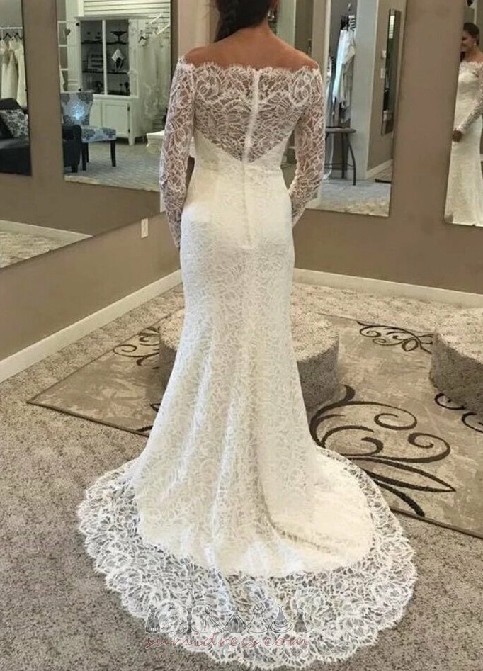 Medium Lace Floor Length Natural Waist Mermaid Beach Wedding Dress